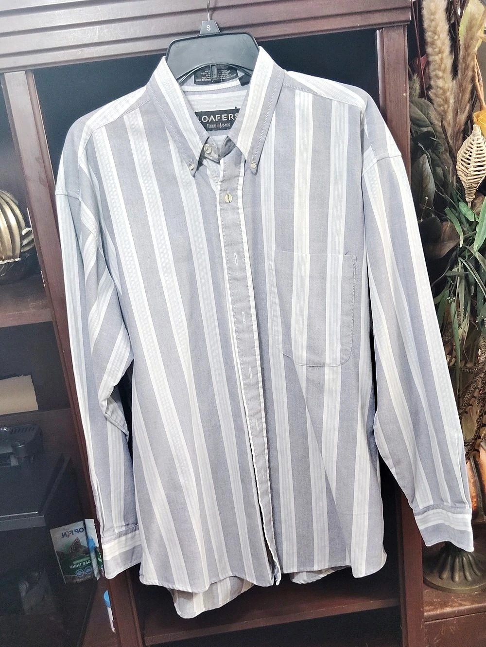 Loafers by Reed & James Striped Button Down in Blue & White Size Large